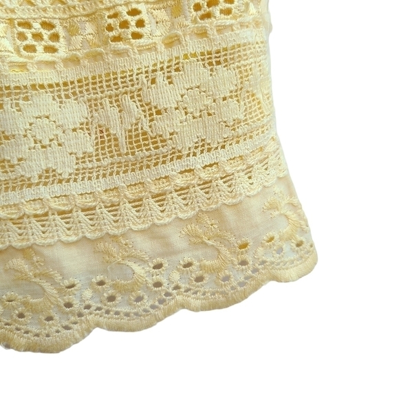Lace and Embroidery Yellow Summer Top, Size XS - Picture 8 of 11